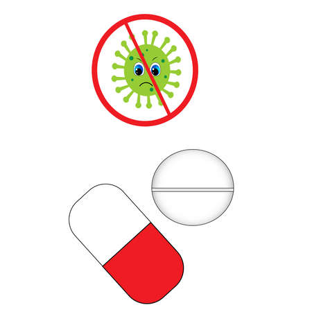 virus and and antibiotic fight illustrationのイラスト素材