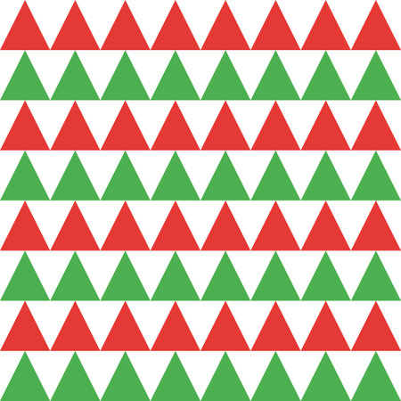 Seamless vector geometric pattern with triangles or christmas tree in red and green colors