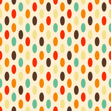 Vector seamless pattern with vibrant ellipse shapes in retro colorsのイラスト素材