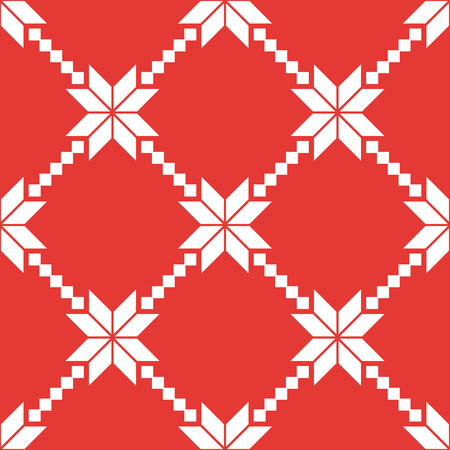 Red and white nordic vector seamless pattern in flat modern styleのイラスト素材