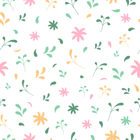 Spring or summer vector seamless pattern with floral elements in flat styleのイラスト素材
