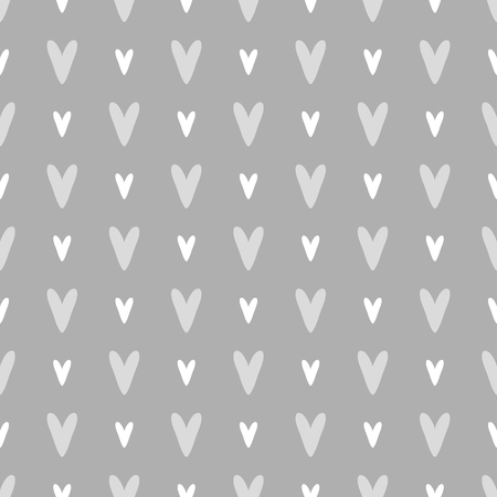 Cute square romantic seamless pattern with hearts in gray colorのイラスト素材