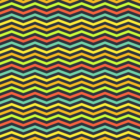 Geometric vector seamless pattern woth colorful bright zigzagのイラスト素材