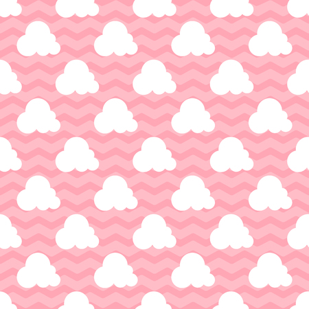 Beautiful baby girl vector seamless pattern in pink and white colorsのイラスト素材