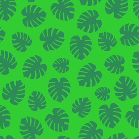 Summer seamless vector pattern with monstera leaves in green colorのイラスト素材
