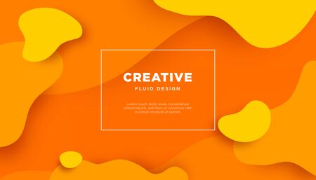 Dynamic creative concept vector banner. Orange and yellow fluid elements.のイラスト素材