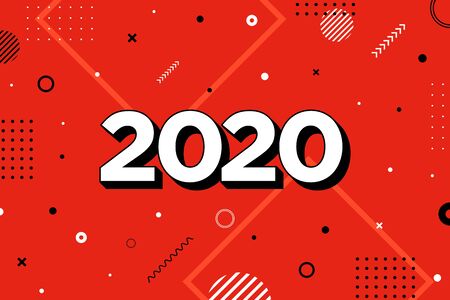 2020 New Year greeting card design. Template of wallpaper or web banner.のイラスト素材