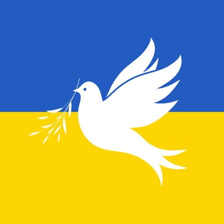 White dove on ukrainian flag vector illustrationのイラスト素材