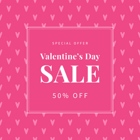 Valentines Day sale social media card on pink backgroundのイラスト素材