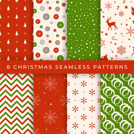 Set of New Year and Christmas seamless patternsのイラスト素材