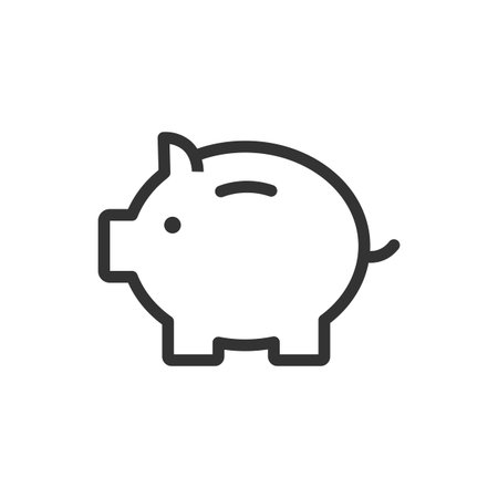 Piggy bank line vector icon isolated on whiteのイラスト素材