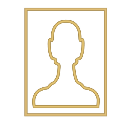 Photo frame, silhouette of a young man's head in a rectangular frame. Vector illustrationのイラスト素材