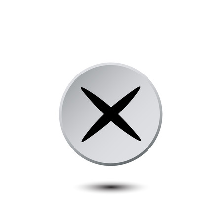 Light gray button with a black cross. vector illustrationのイラスト素材