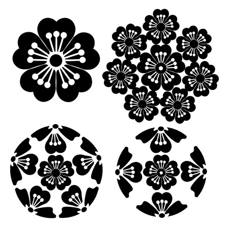 The stylized Sakura flower , Japanese symbolism vector illustration.のイラスト素材