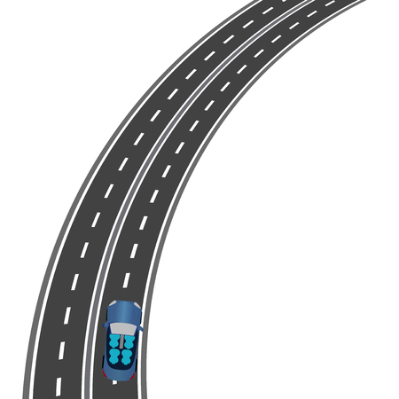 The road, the highway perspective. The car on the road. Vector illustrationのイラスト素材