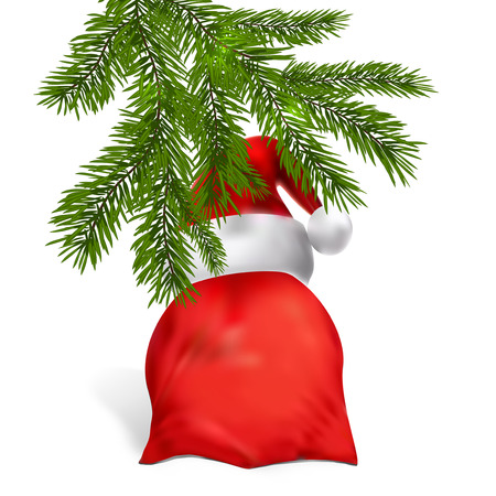 Gifts from Santa Claus under the Christmas tree. On an isolated white background. Vector illustrationのイラスト素材