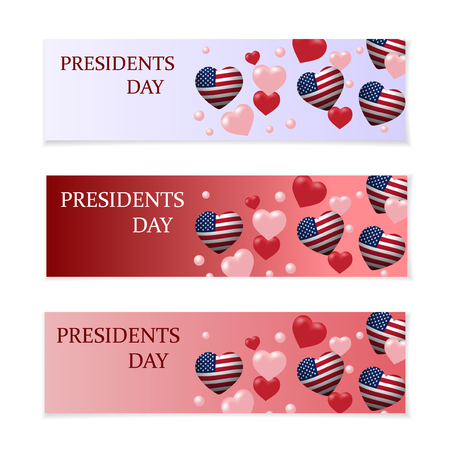 Presidents Day. Flyer, leaflet or business card gradient background. The stylized heart in the colors of the flag. vector illustrationのイラスト素材