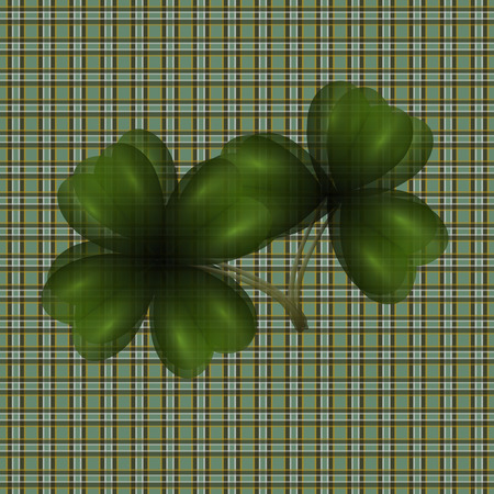 Image of leaf clover. Translucent. Background in the cell in the Irish style. Vector illustrationのイラスト素材