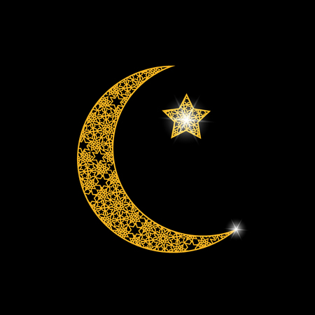 Ramadan. Card. Crescent with a star. Oriental ornament. Vector illustrationのイラスト素材