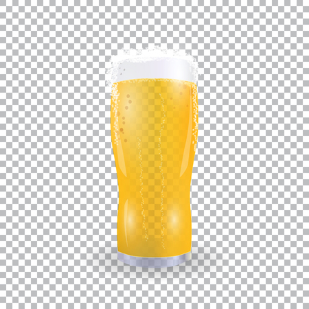 Festival of beer. Light beer in a glass with foam on a checker background. illustrationのイラスト素材