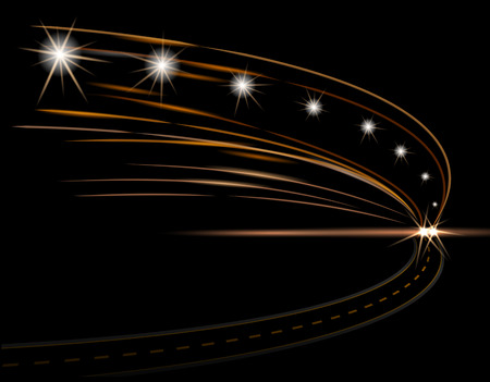 Abstract light effects. Car headlight. Road, street, expressway. illustrationのイラスト素材