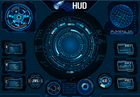 HUD satellite UI. Navigator, Camera. Infographic elements Technology -  Illustrationの写真素材