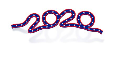 US Presidential Election 2020. Ribbon inscription in flag color with shadow. Vector illustrationのイラスト素材