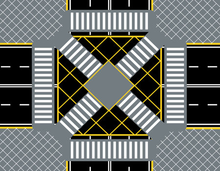 City street crossroads with zebra crosswalk. Close-up. illustration