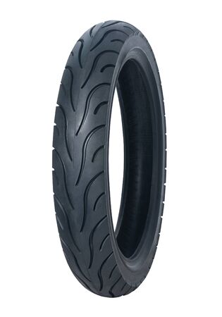 Motorcycleâs tire isolated on white backgroundの写真素材