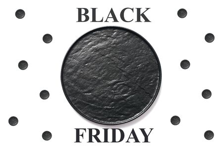 Black Friday concept. Black textured plate on white backgroundの写真素材