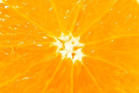 Close up of fresh orange slice. Abstract backgroundの写真素材
