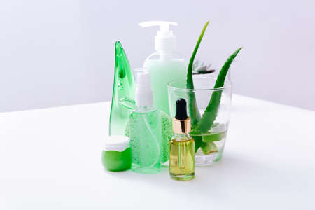 Natural herbal skin care products. Aloe vera products.の写真素材