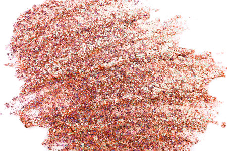 Texture close up of cosmetic gel for a body with glitter and spangles on white backgroundの写真素材