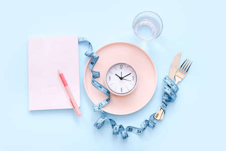 Diet and weight loss concept. View from above. Flat layの写真素材