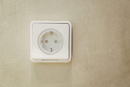 Power socket on the empty marble wall