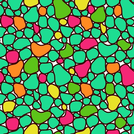 Vector colored seamless abstract pattern with tiles in different irregular shapesのイラスト素材