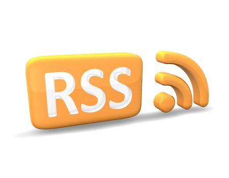 3d illustration looks the symbol of rss in orange color.の写真素材