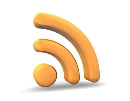 3d illustration looks the symbol of RSS in orange color.