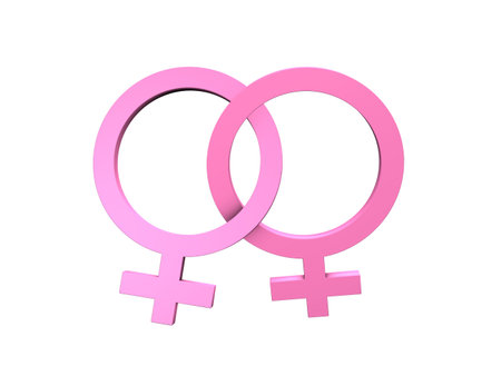 Symbol of lesbians in pink color isolated on white.のeditorial素材