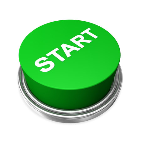 Green start button on the white background 