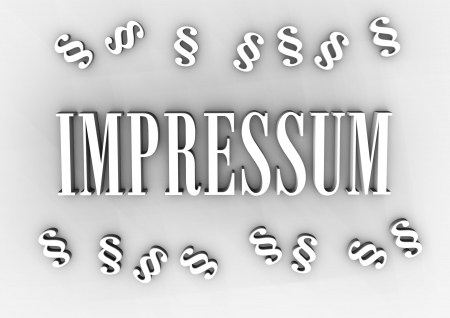 White text IMPRESSUM with paragraphs. White background.の写真素材