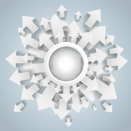 White arrows with center on the grey background. のイラスト素材