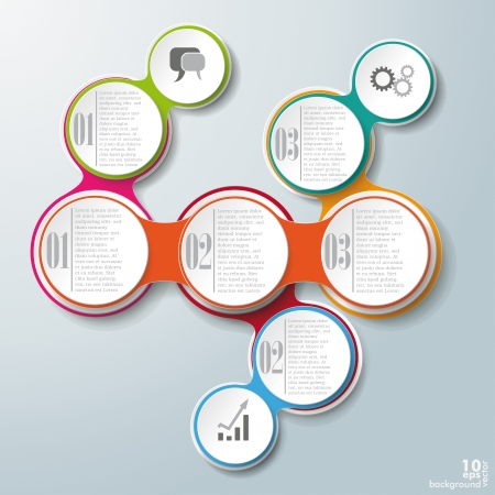 Infographic design with colored and white circles on the grey backgroundのイラスト素材