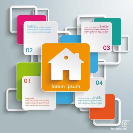 Infographic design with colorful rectangle squares on the grey background. のイラスト素材