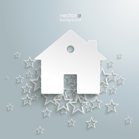 White stars with a home on the grey background. のイラスト素材