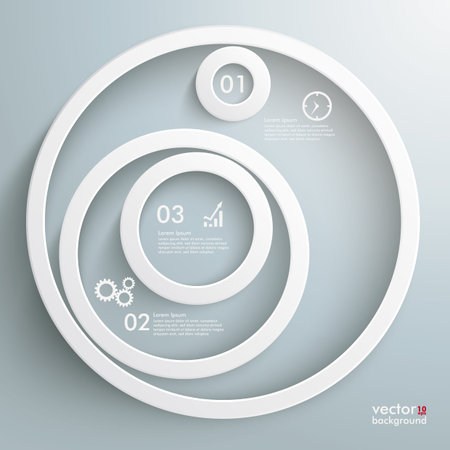 Infographic with white rings on the grey background.のイラスト素材