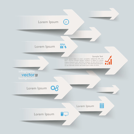 White paper arrows on the grey background. Eps 10 vector file.のイラスト素材