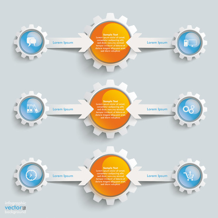 White paper arrows with gears on the grey background.のイラスト素材