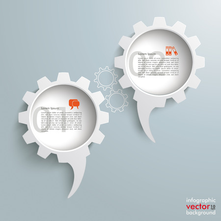 Speech bubble gear on the grey background.  のイラスト素材