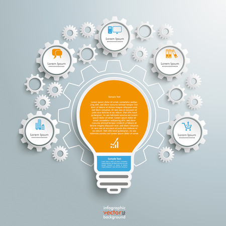 Infographic design with bulb on the grey background. のイラスト素材